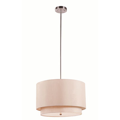 Trans Globe Lighting PND-802 TP 3 Light Pendant in Brushed Nickel (Taupe shade)